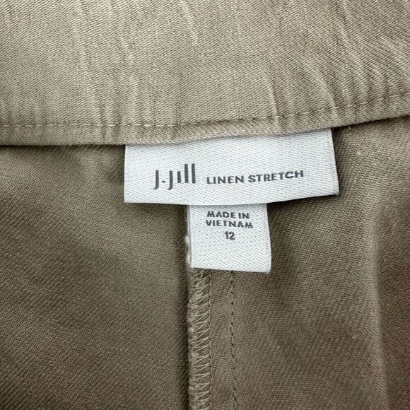 J. Jill Linen Stretch Crop Pant size 12 Khaki - Picture 2 of 6